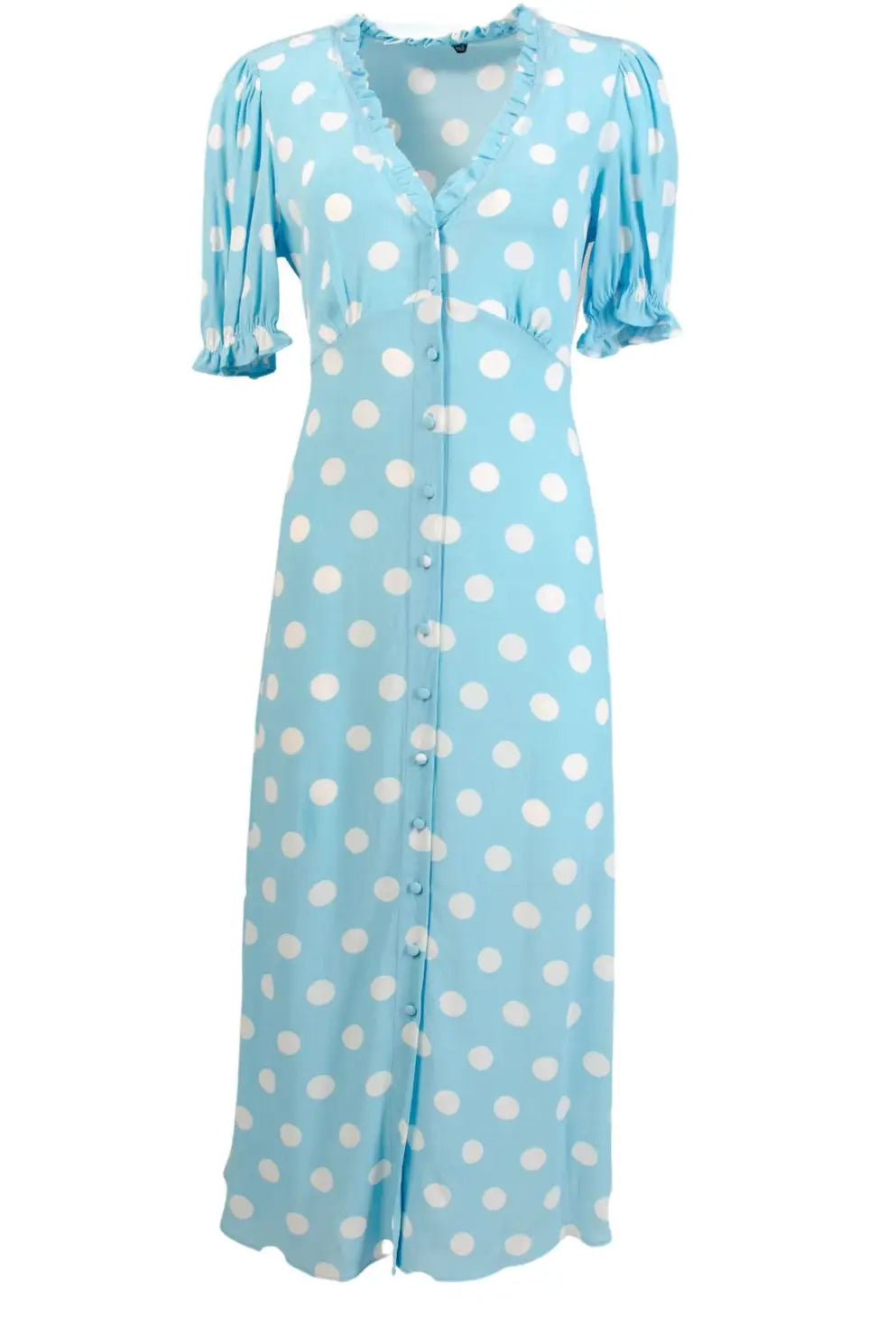 Print Button Down Midi Dress- Cornflower Multi