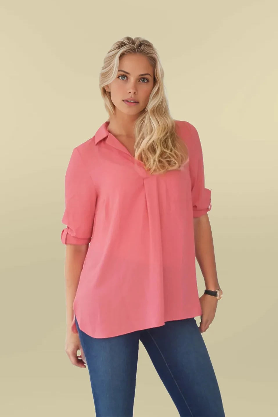 BHS Popover Pleat Front Blouse Pink / 8
