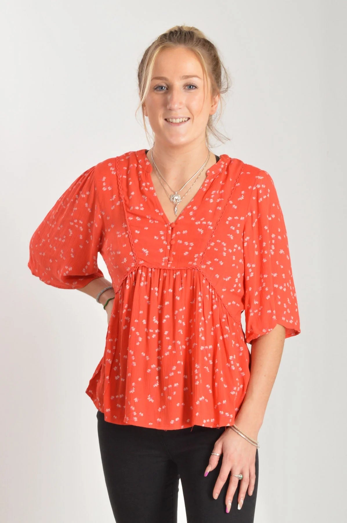 Principles Ditsy Floral Blouse Red / 8
