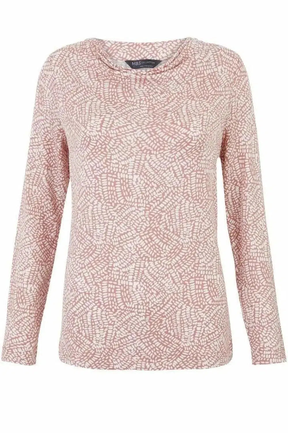 M&S Printed Cowl Neck Long Sleeve Top
