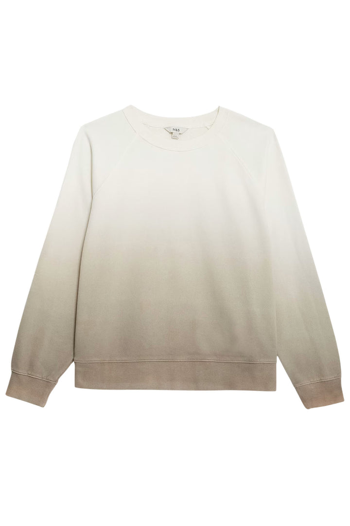 Beige Taupe Pure Cotton Ombre Sweatshirt