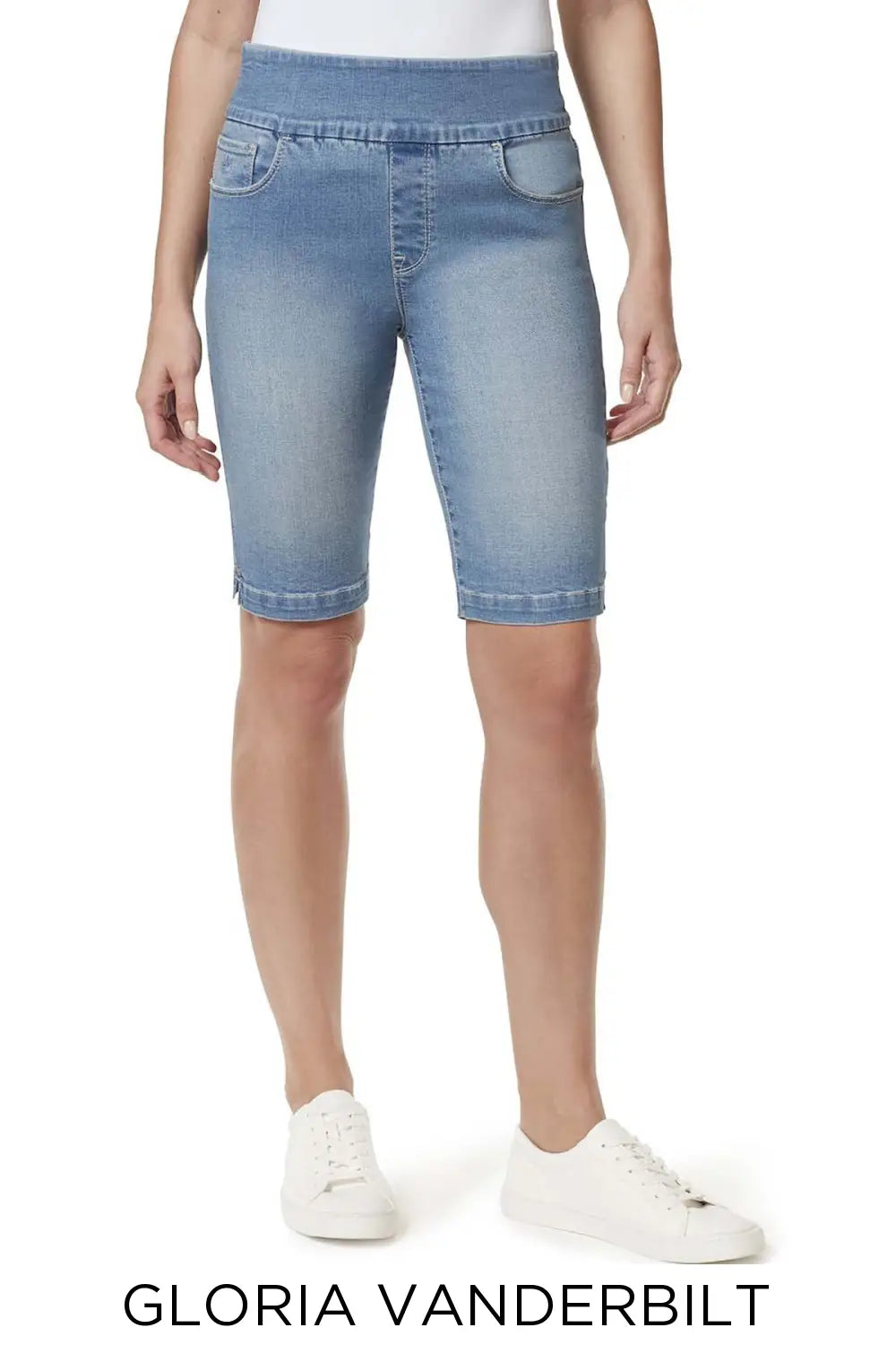Gloria Vanderbilt Pull On Slimming Knee Shorts Denim / 26