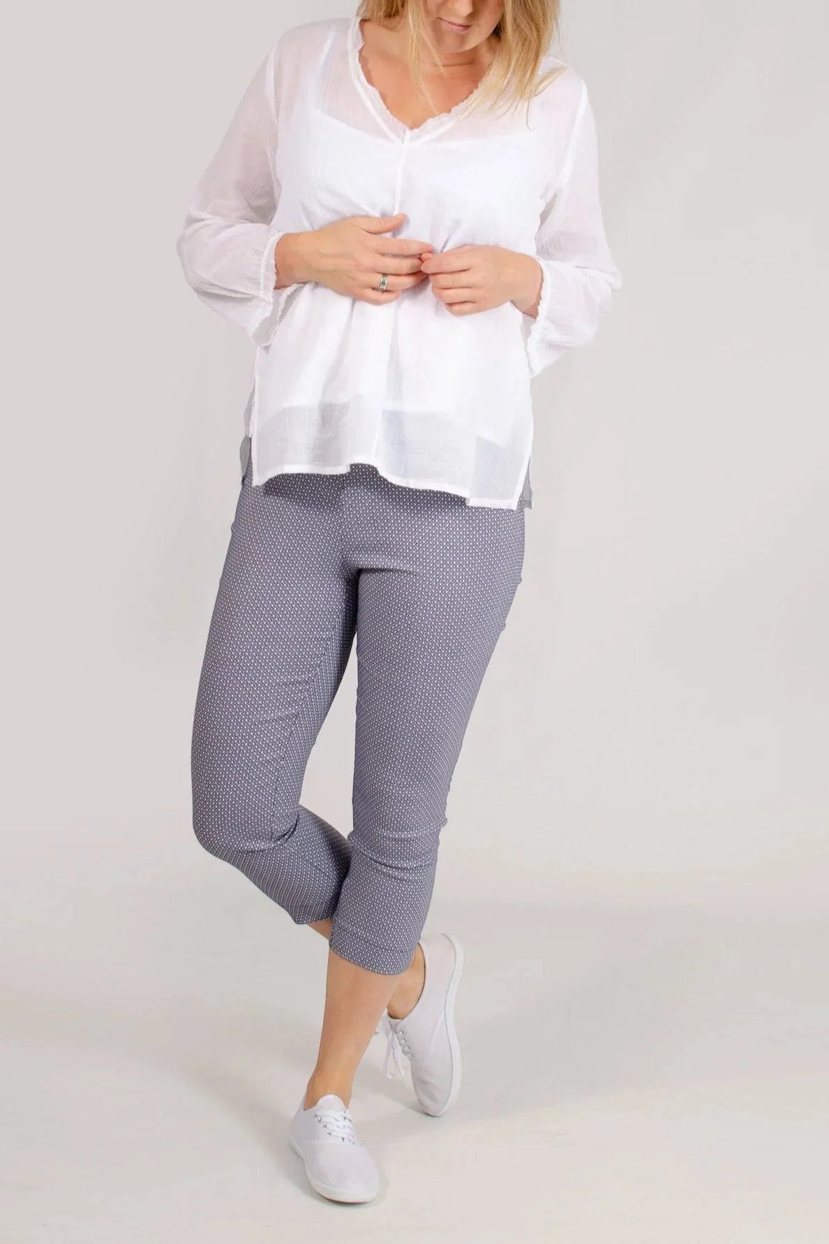 M&Co Pull On Stretch Crop Trousers