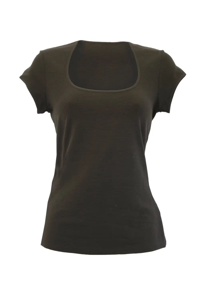 Planet Ribbed Square Neck T Shirt