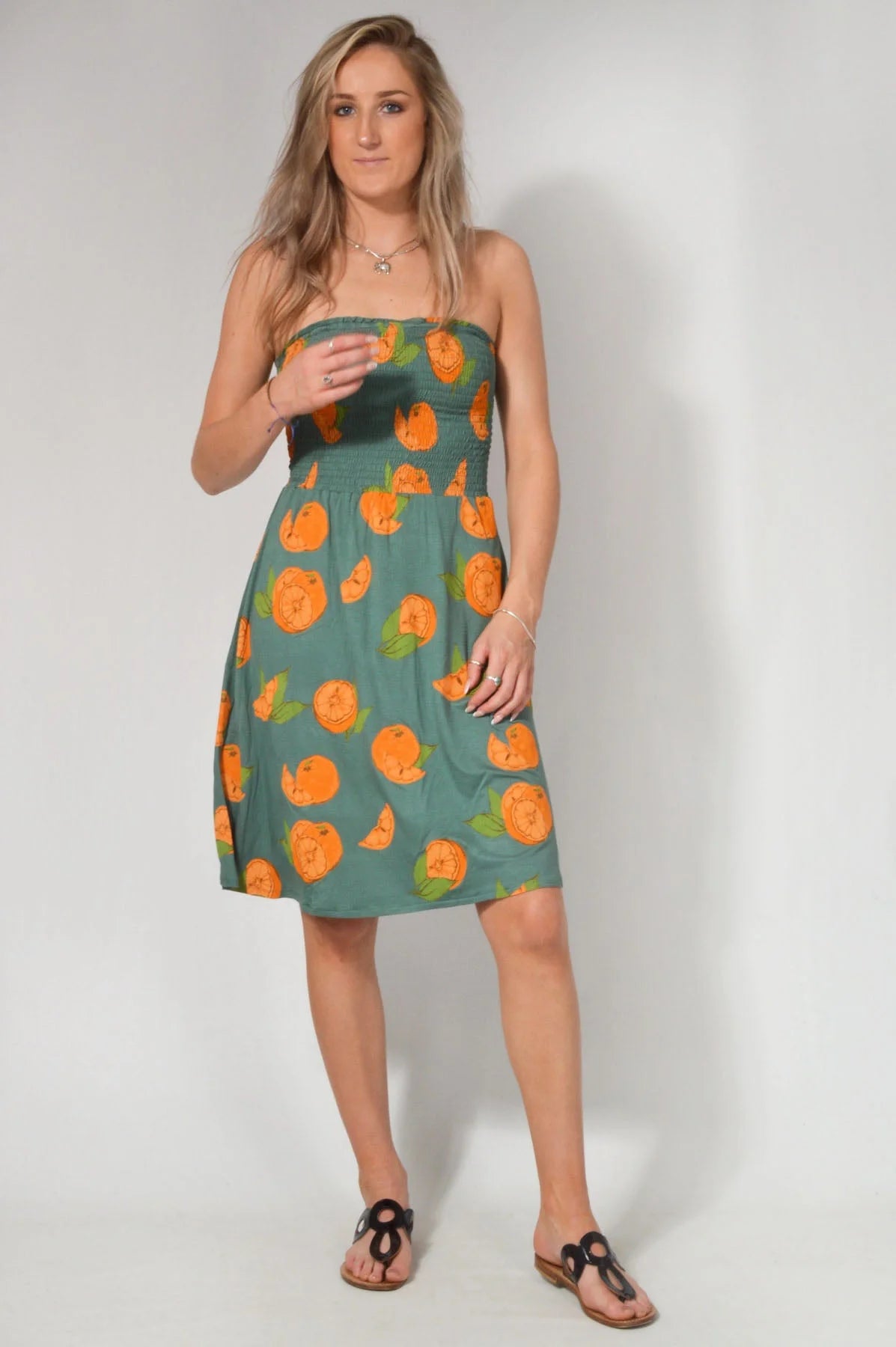 Secret Label Bandeau Fruit Print Beach Dress Olive / 6