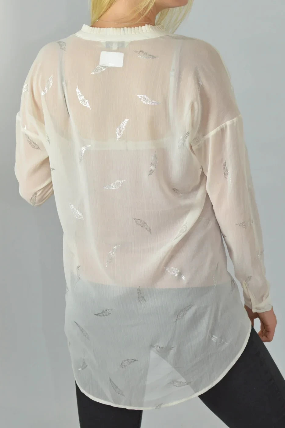 Silver chiffon blouse on sale