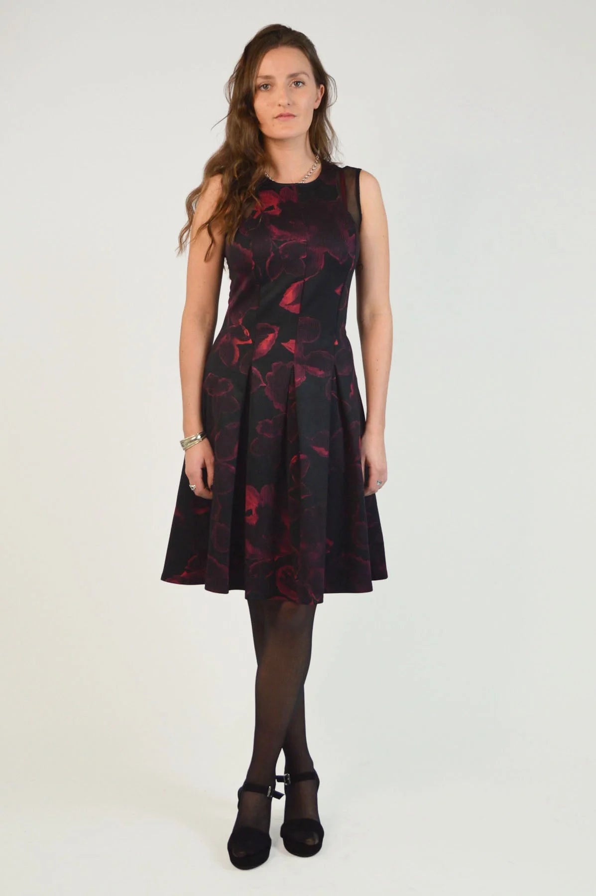 Secret Label Floral Skater Dress Black/Burgundy / 6