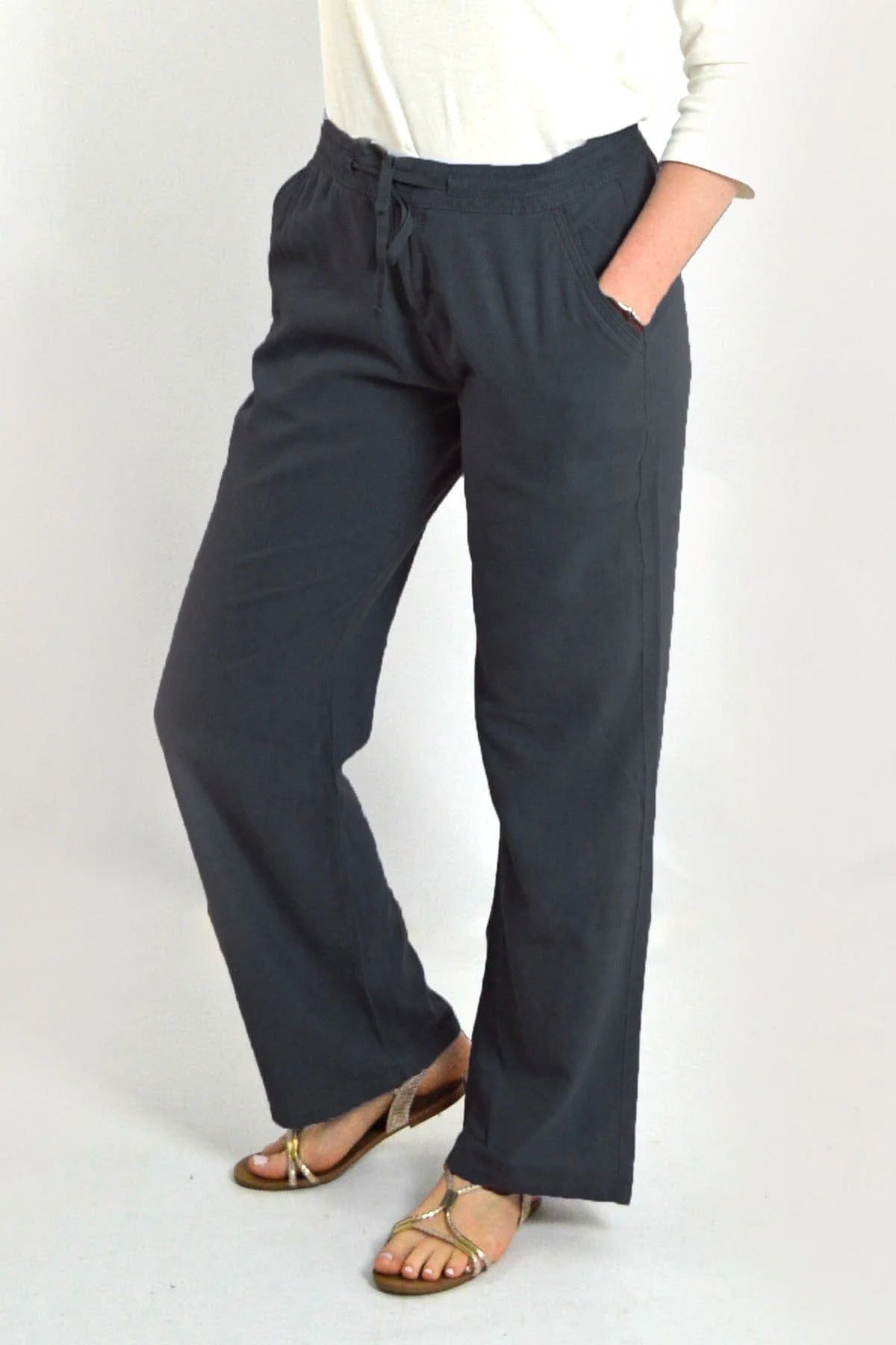 Womens black linen trousers 2025 uk