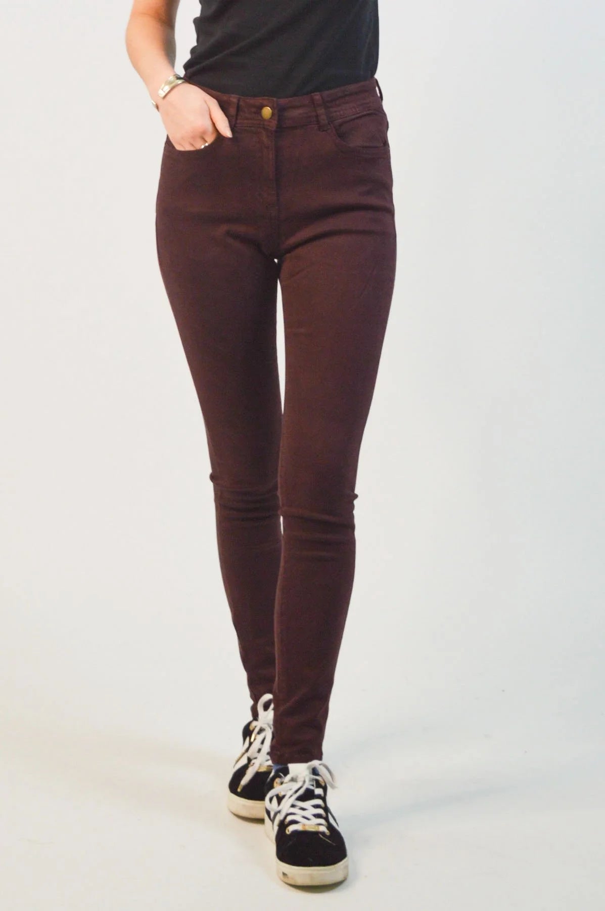 Secret Label Soft Touch High Waisted Skinny Jeans Burgundy /