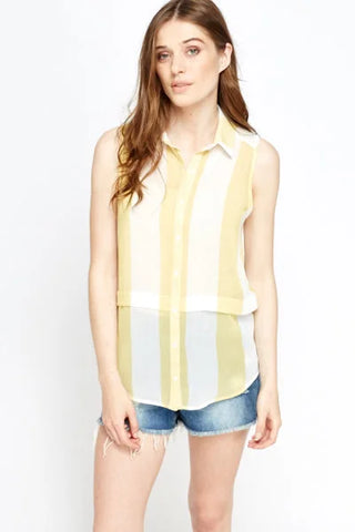 Striped Sleeveless Chiffon Blouse Secret Label