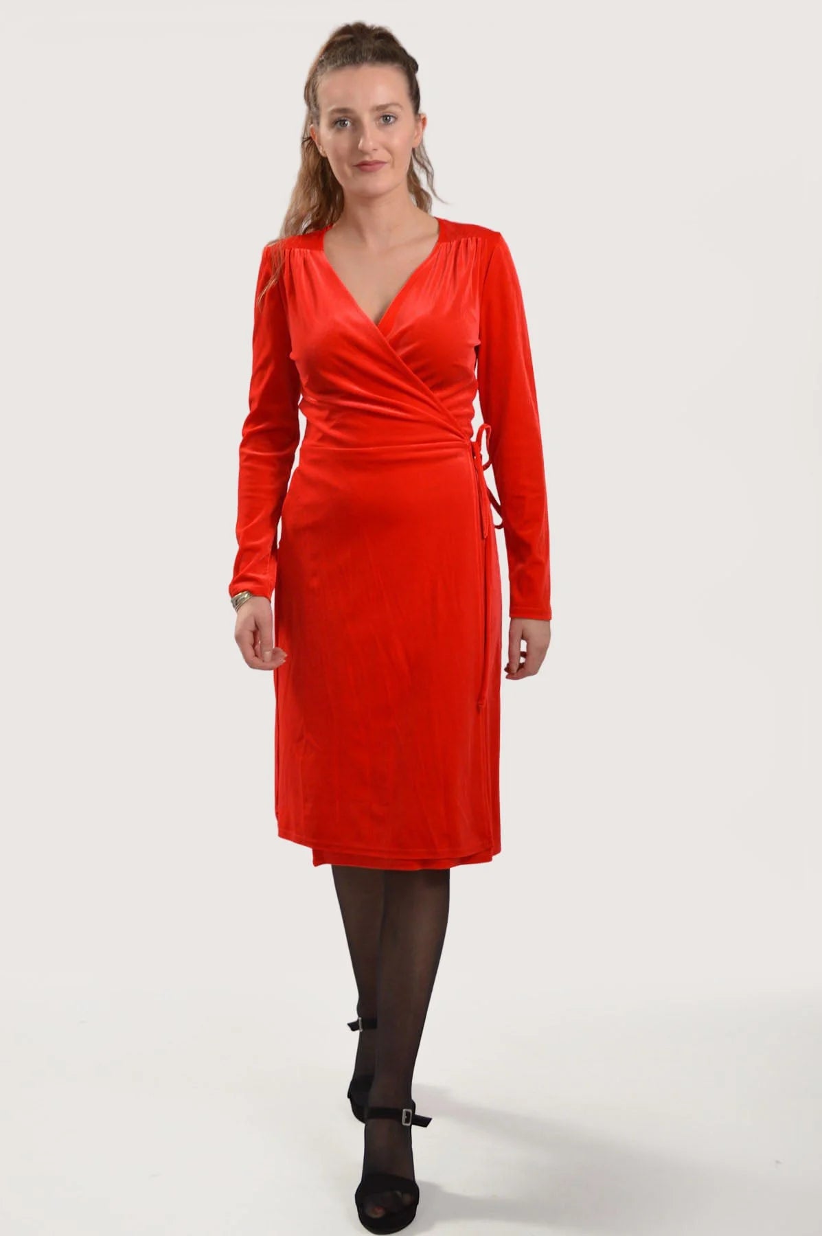 Secret Label Velour Wrap Dress Red / 8