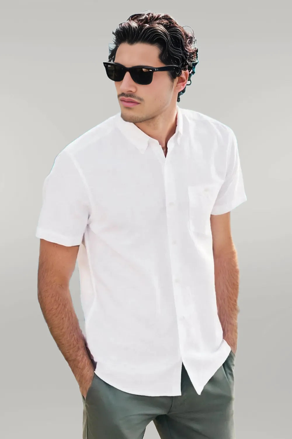Secret Label Short Sleeve Linen Shirt White / XS