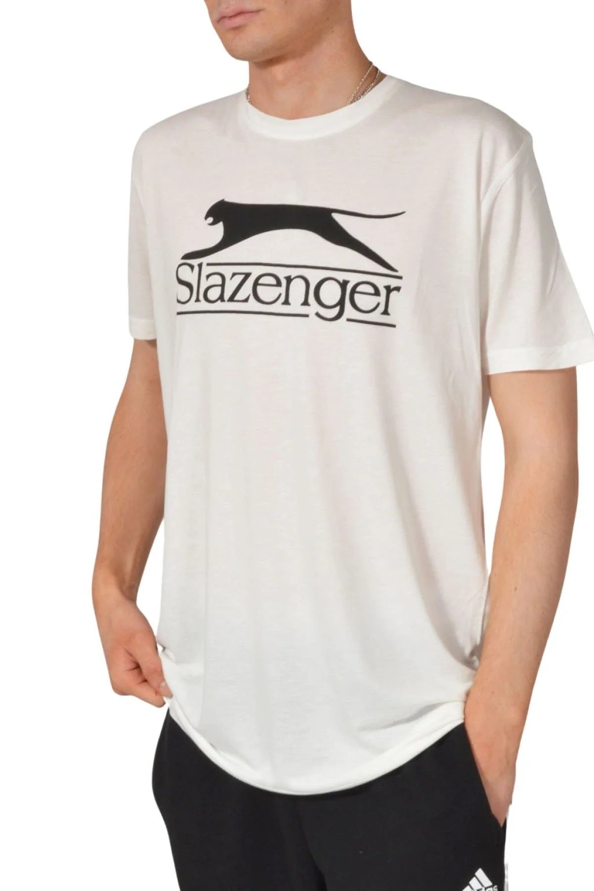 Slazenger Vintage Style Cat Logo T-Shirt White / S
