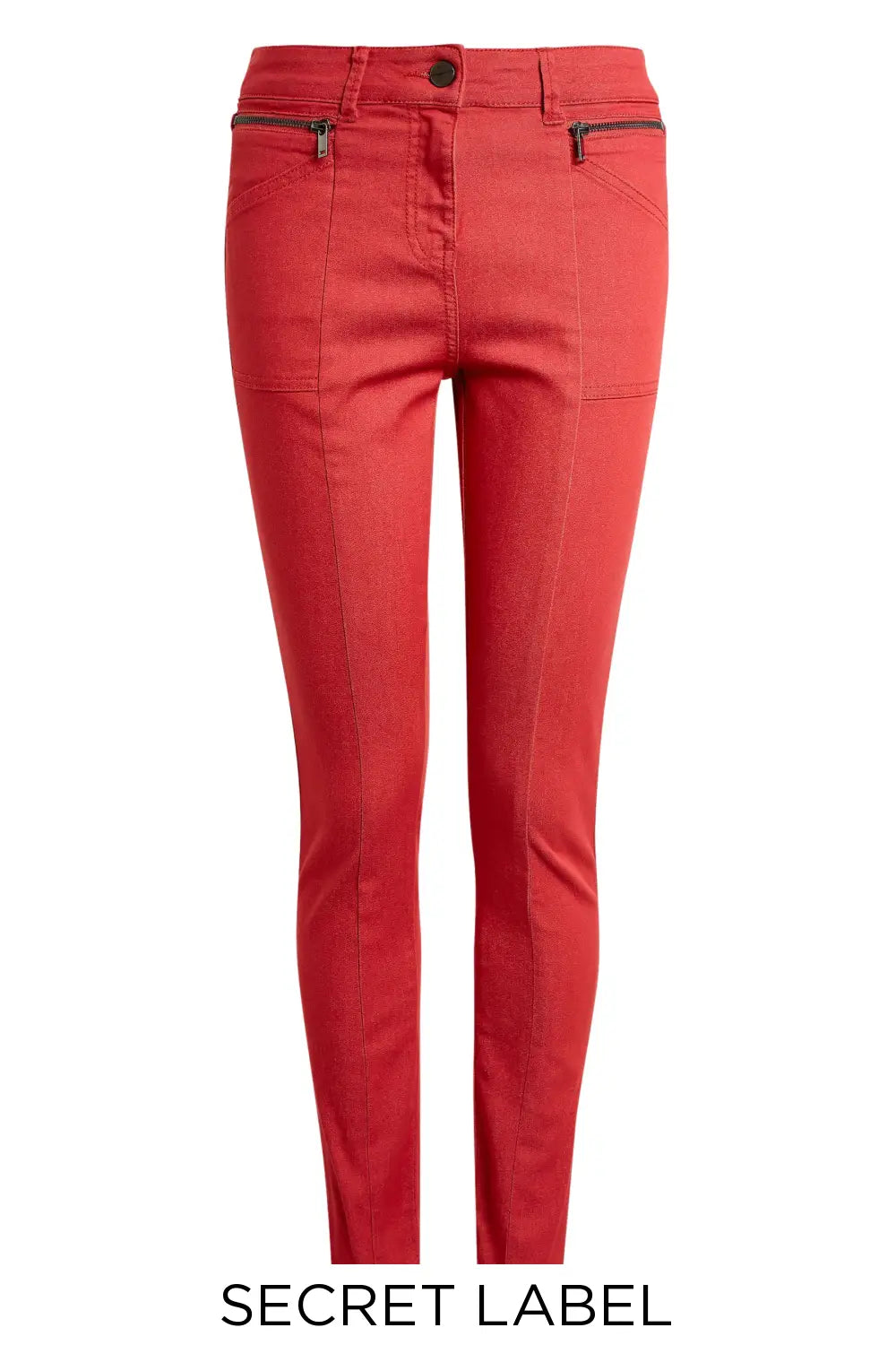 Secret Label Soft Touch Skinny Zip Trousers Red / 8 / Short