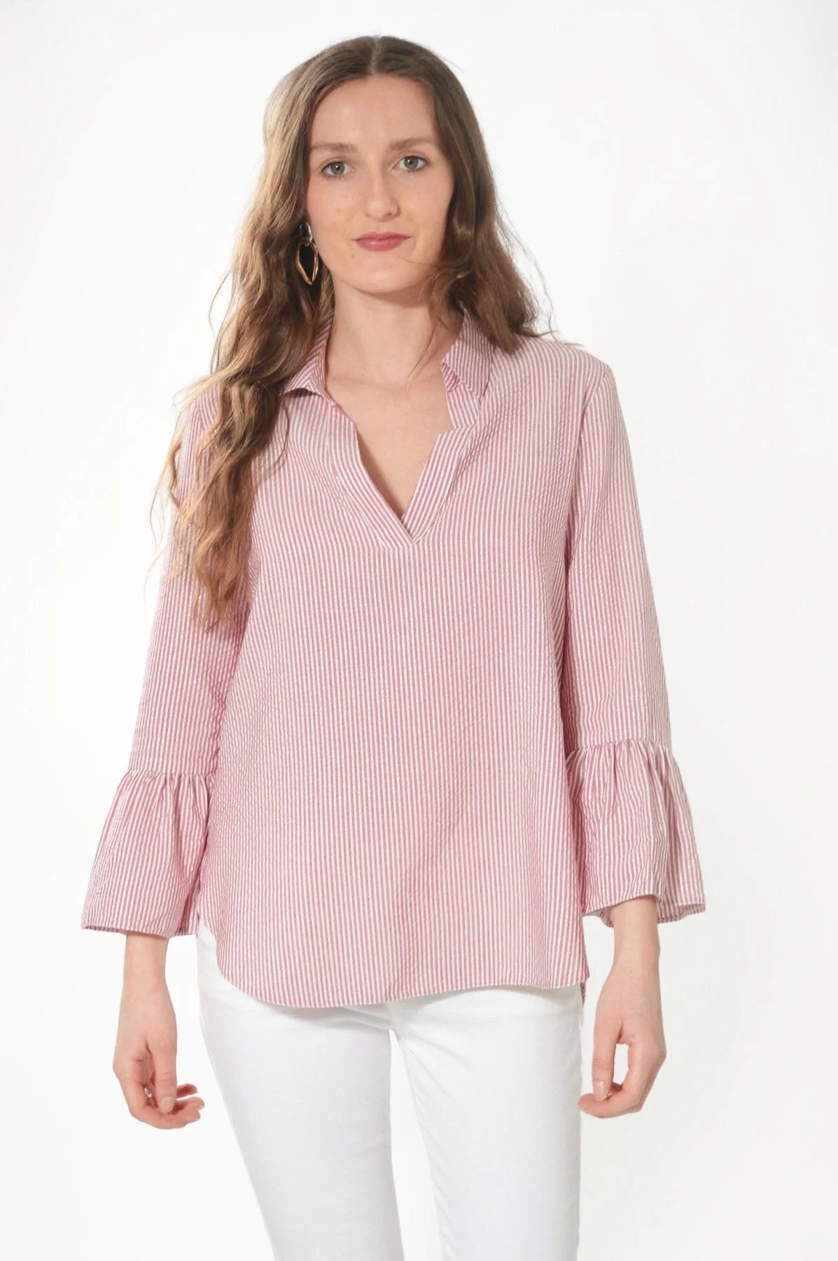 C&A Striped Bell Sleeve Blouse Pink / 6