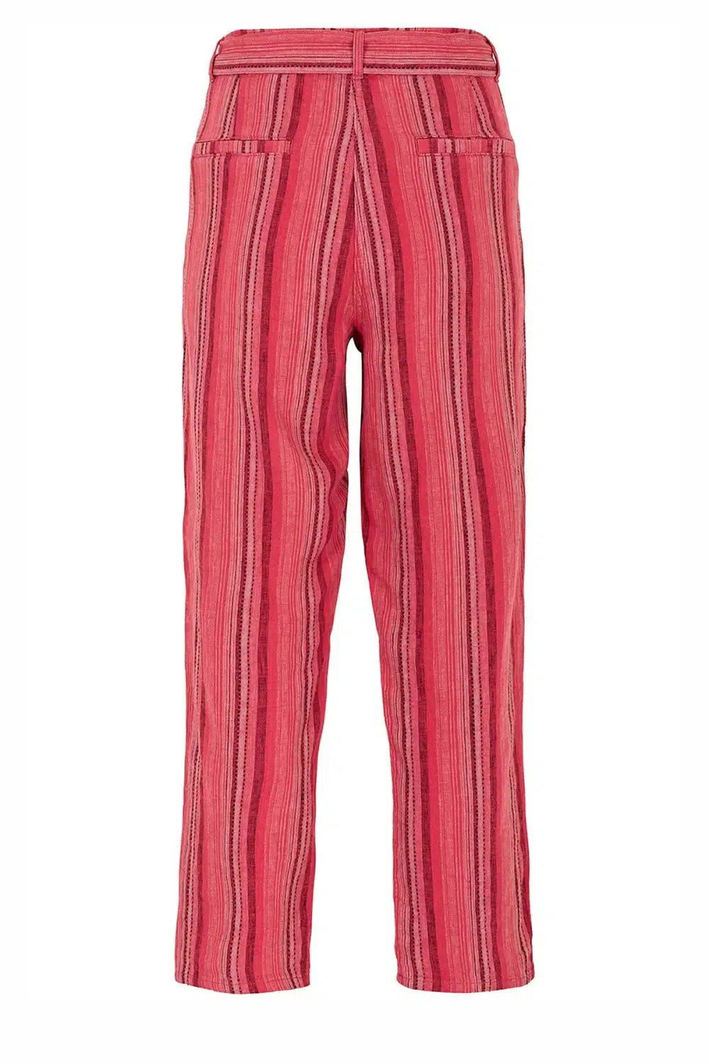 Bon Marche Striped Linen Blend Crop Trouser