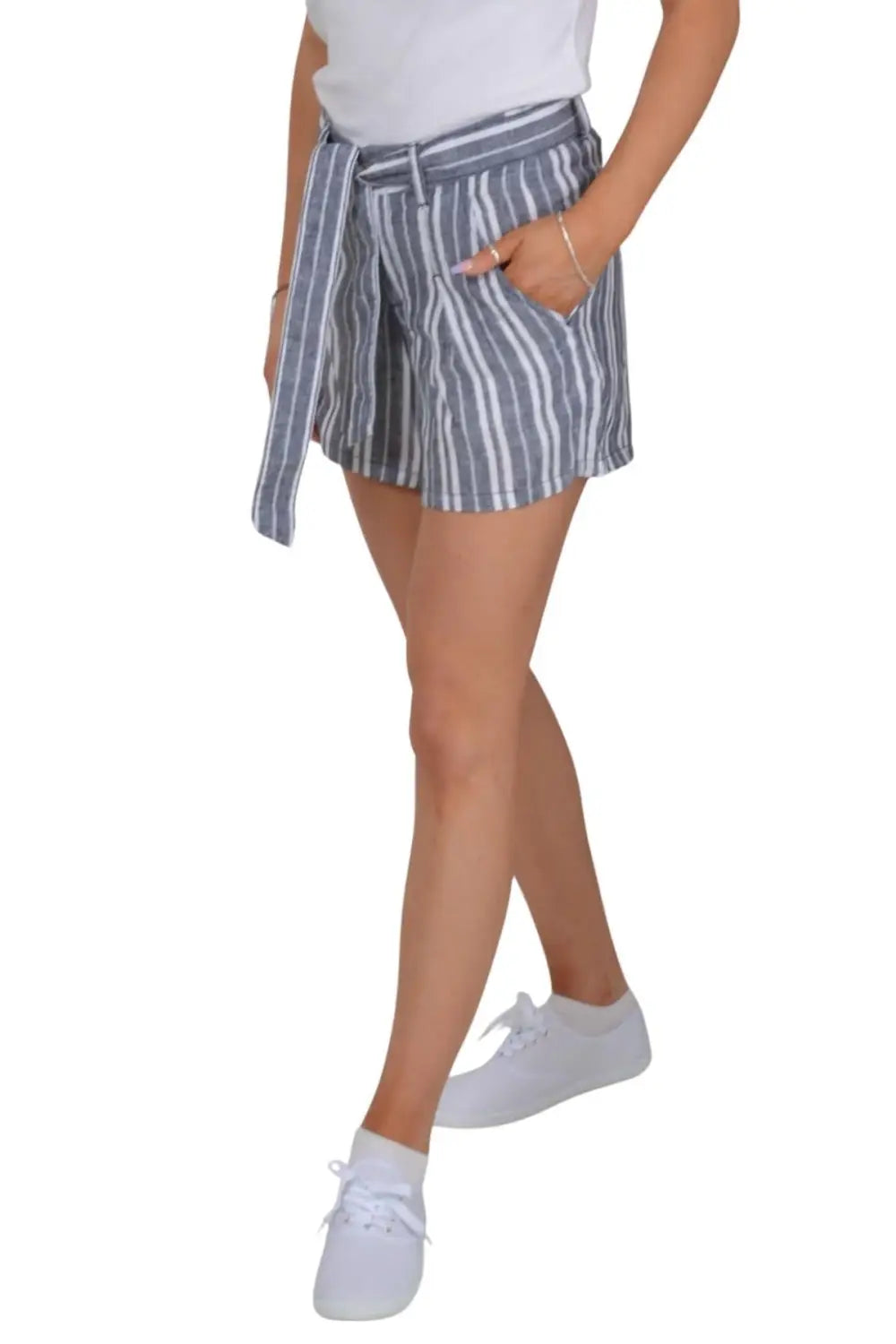 STRIPED LINEN SHORTS main image 1
