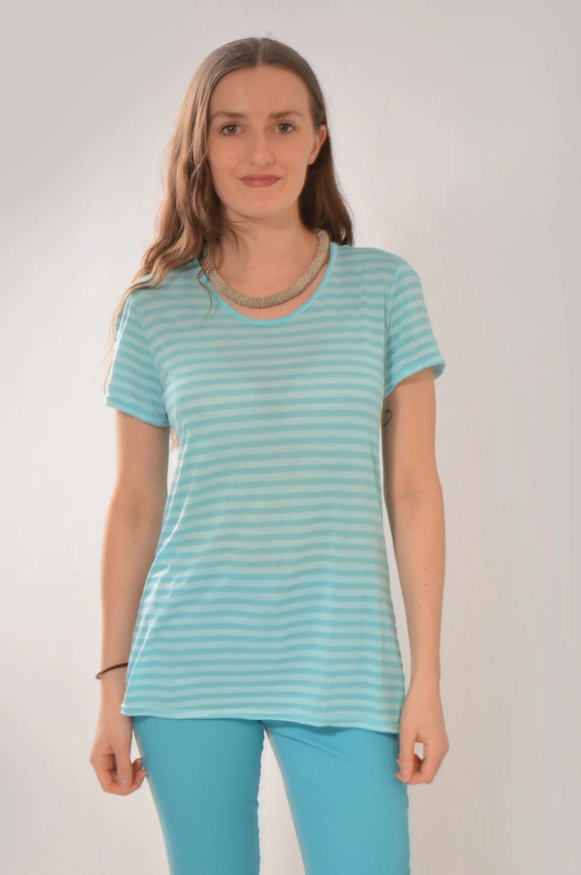Text Striped T Shirt Blue / M