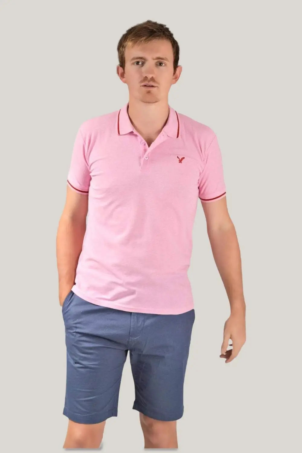 American Eagle Tipped Collar Polo Shirt Pink / S