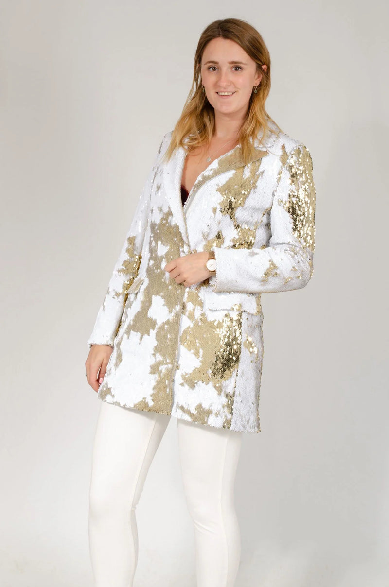 Topshop White Gold Sequin Blazer