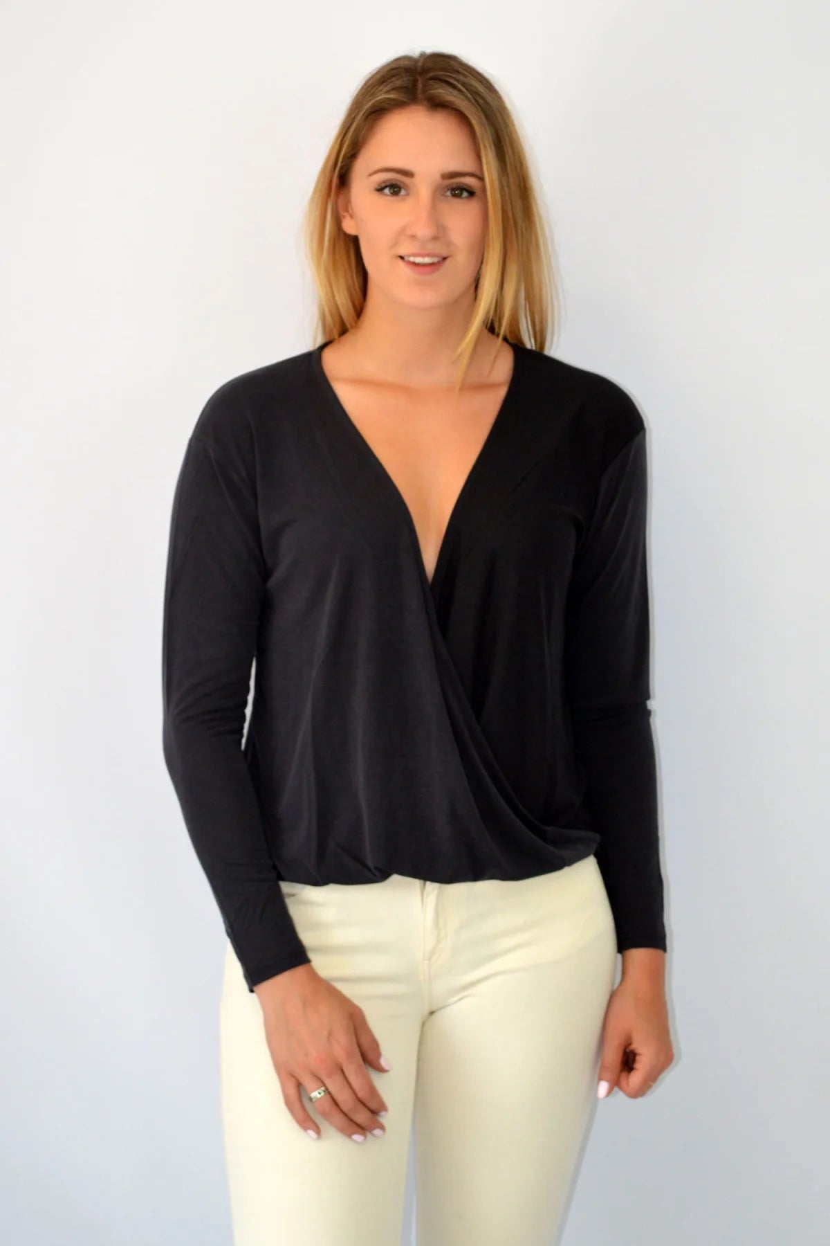 Urban Outfitters Light Before Dark Wrap Top Black / XS