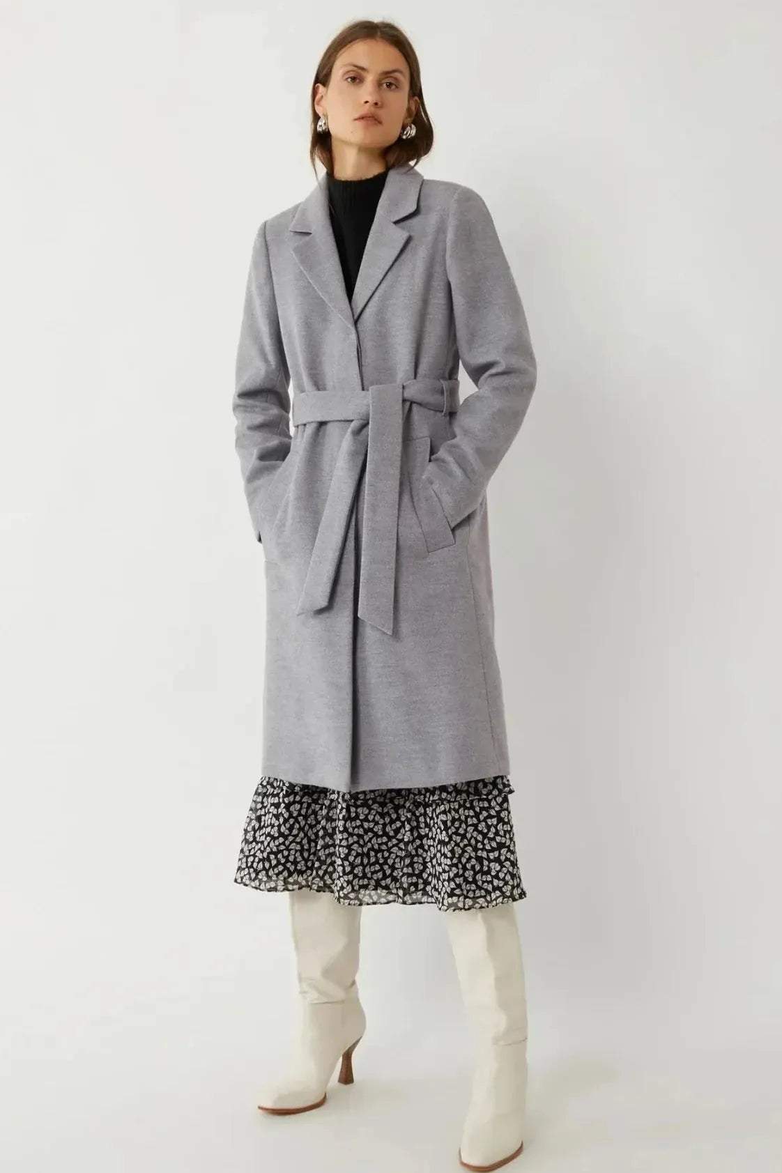 Grey wrap coat uk hot sale