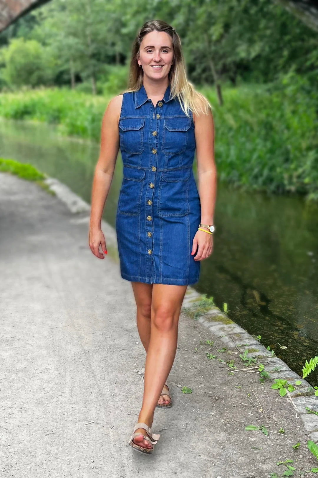 Denim Sleeveless Shirt Dress Secret Label