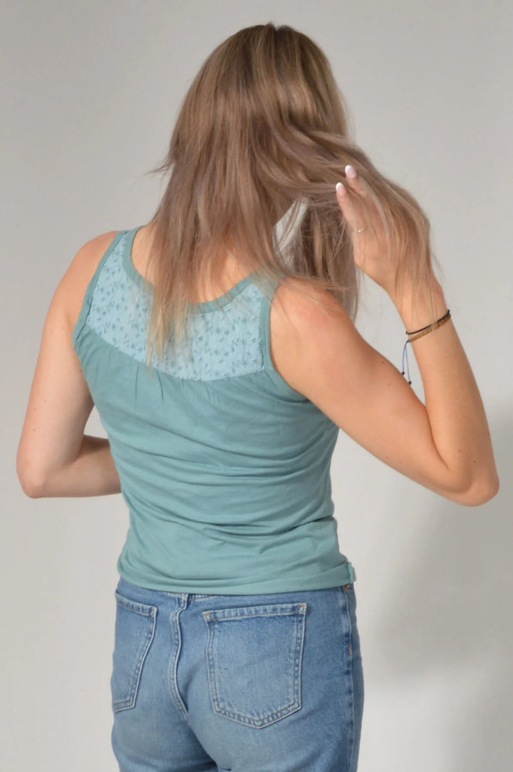 Broderie Henley Neck Vest Top-Secret Label
