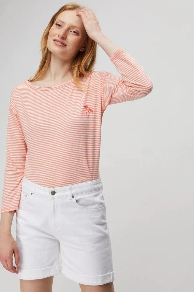 White Stuff Striped Long Sleeve Top Coral / 6