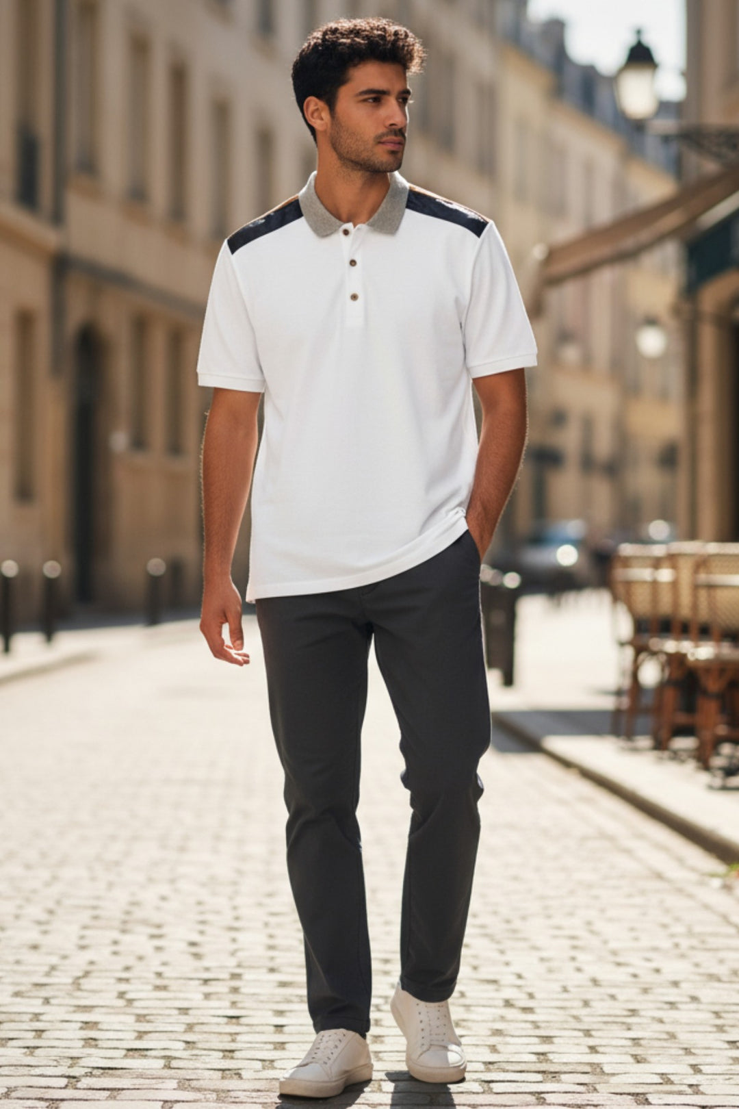 Polo Shirt Contrast Shoulder