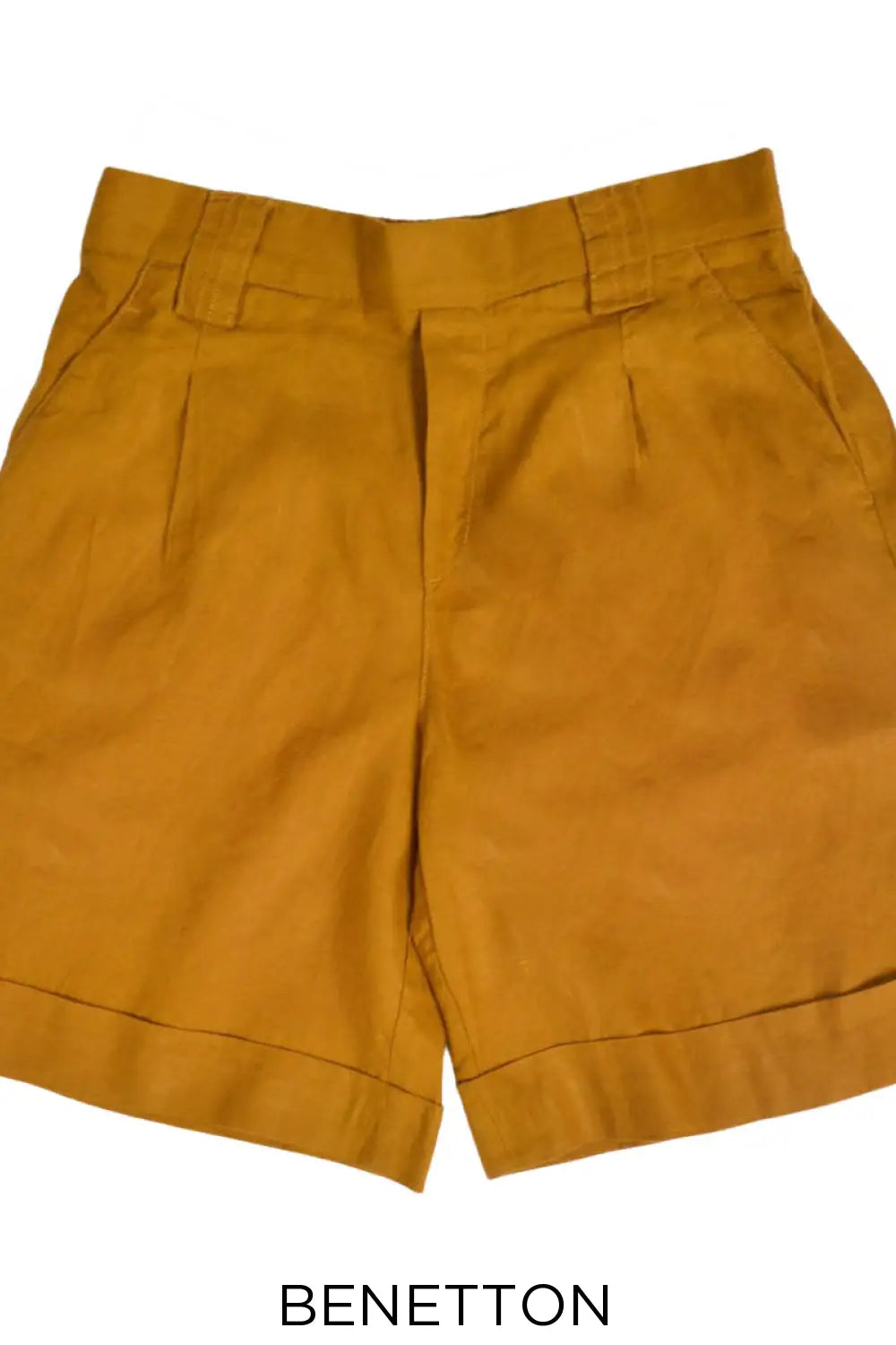 Benetton Wide Leg Linen Shorts Mustard / 8