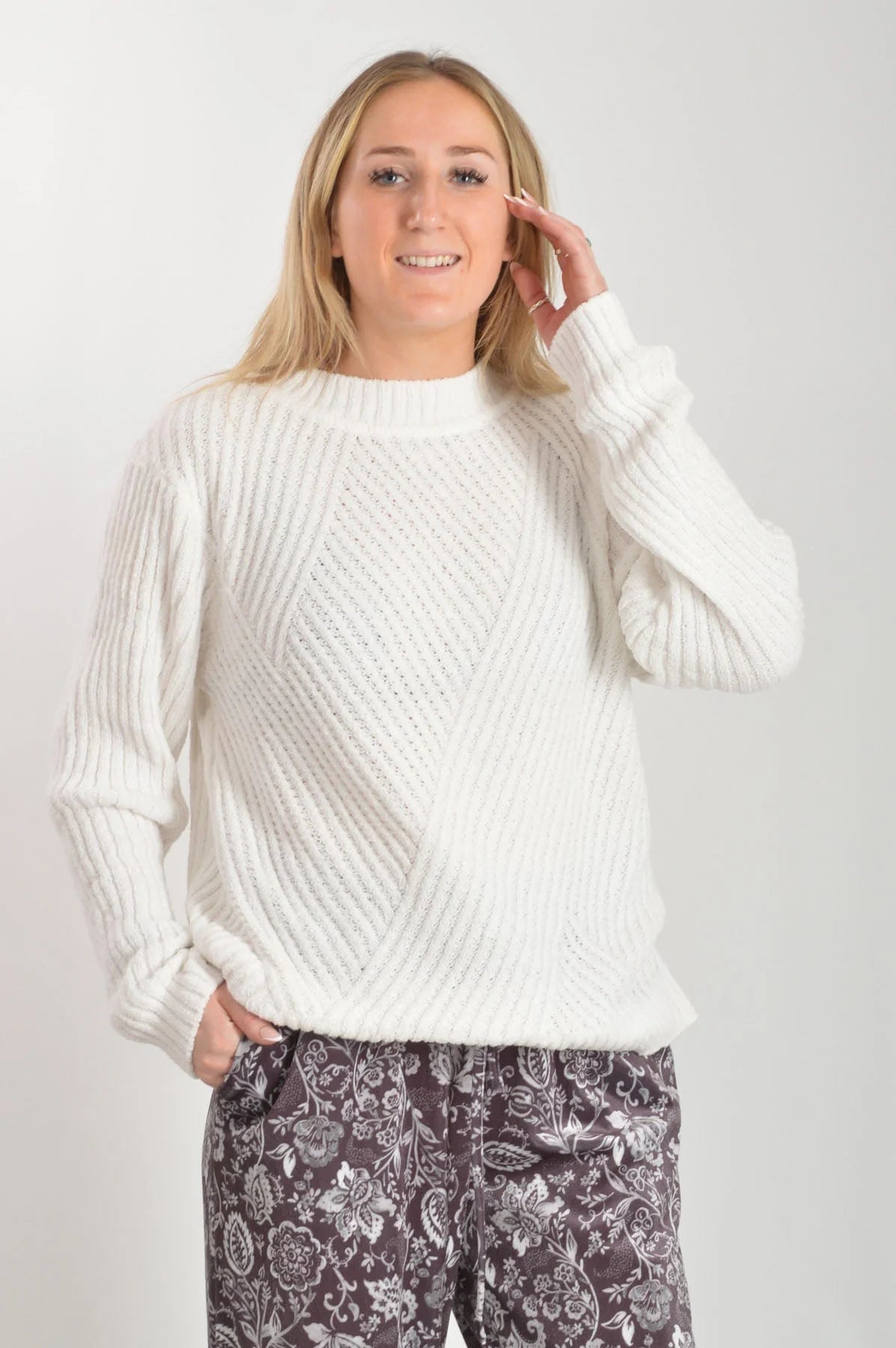 Yessica Diagonal Ribbed Oversize Jumper