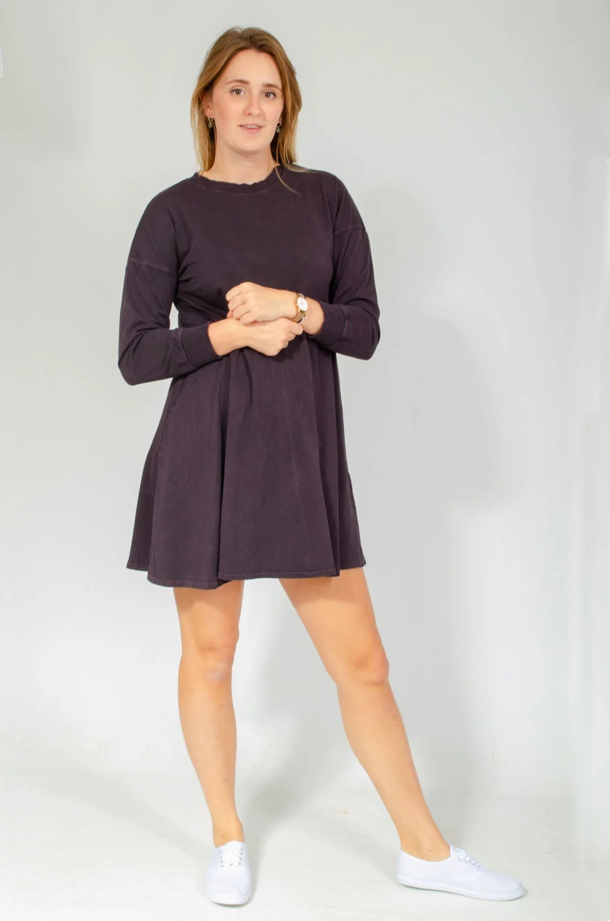 Zara Oversize Sweatshirt Dress Aubergine / S