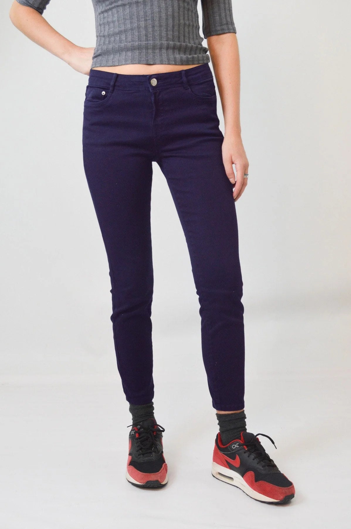 Zara Skinny Ankle Grazer Jeans Navy / 4